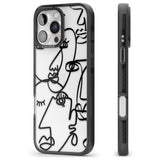 iPhone 16 Pro Max Abstract Continuous Line Faces Black on Clear Black Impact Phone Case