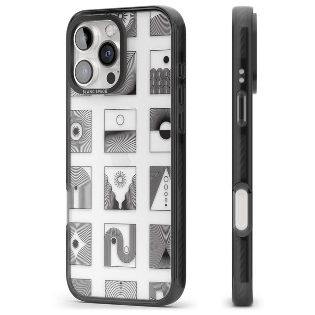 iPhone 16 Pro Max Abstract Lines: Mixed Pattern #2 Black Impact Phone Case