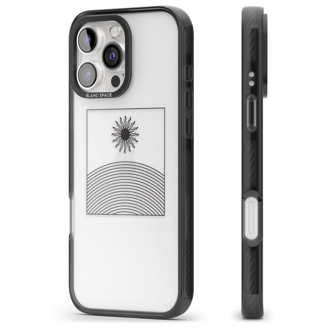 iPhone 16 Pro Max Framed Linework: Rising Sun Black Impact Phone Case