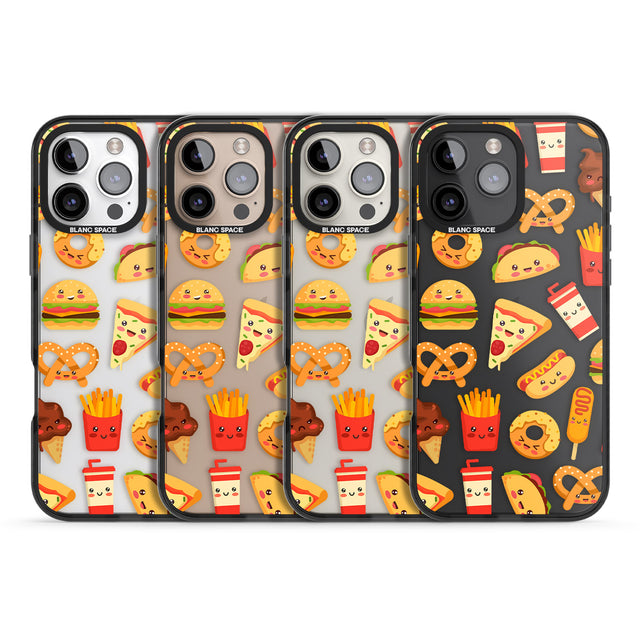 iPhone 16 Pro Max Fast Food Patterns Kawaii Fast Food Mix Black Impact Phone Case