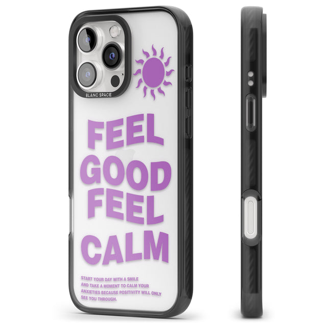 iPhone 16 Pro Max Feel Good Feel Calm (Purple) Black Impact Phone Case