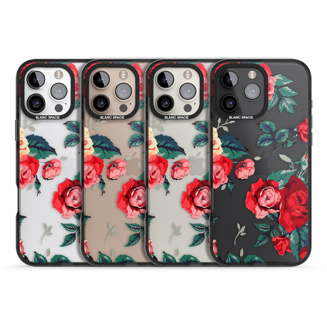 iPhone 16 Pro Max Rose Pattern Black Impact Phone Case