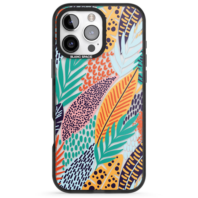 iPhone 16 Pro Max Colourful Leaves Mixture Black Impact Phone Case