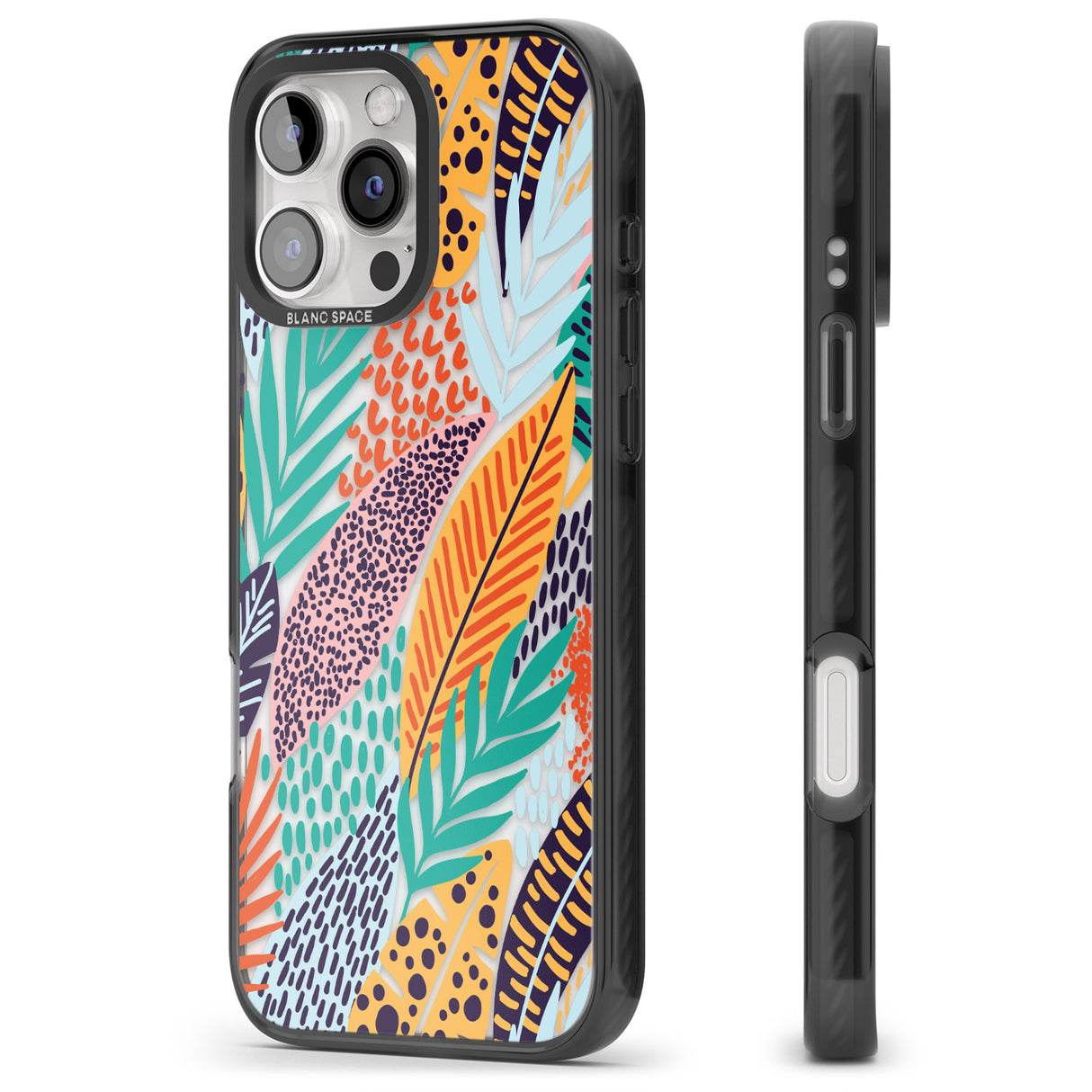 iPhone 16 Pro Max Colourful Leaves Mixture Black Impact Phone Case