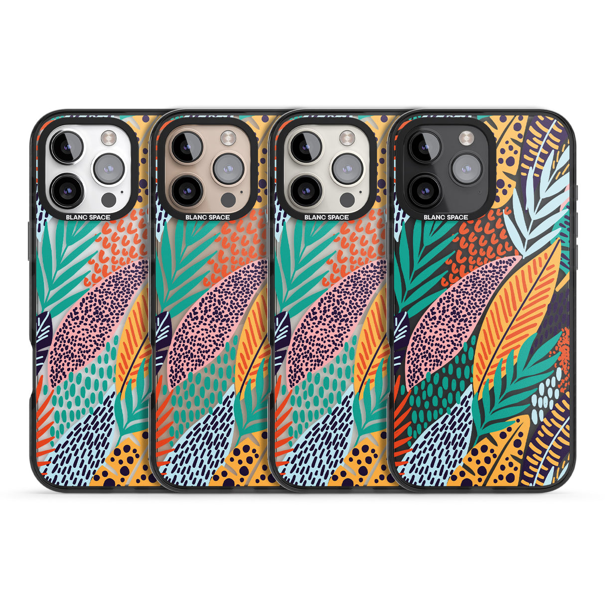 iPhone 16 Pro Max Colourful Leaves Mixture Black Impact Phone Case