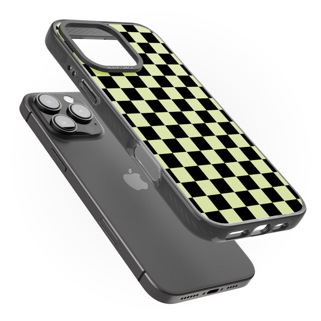 iPhone 16 Pro Max Black & Lime Check Black Impact Phone Case