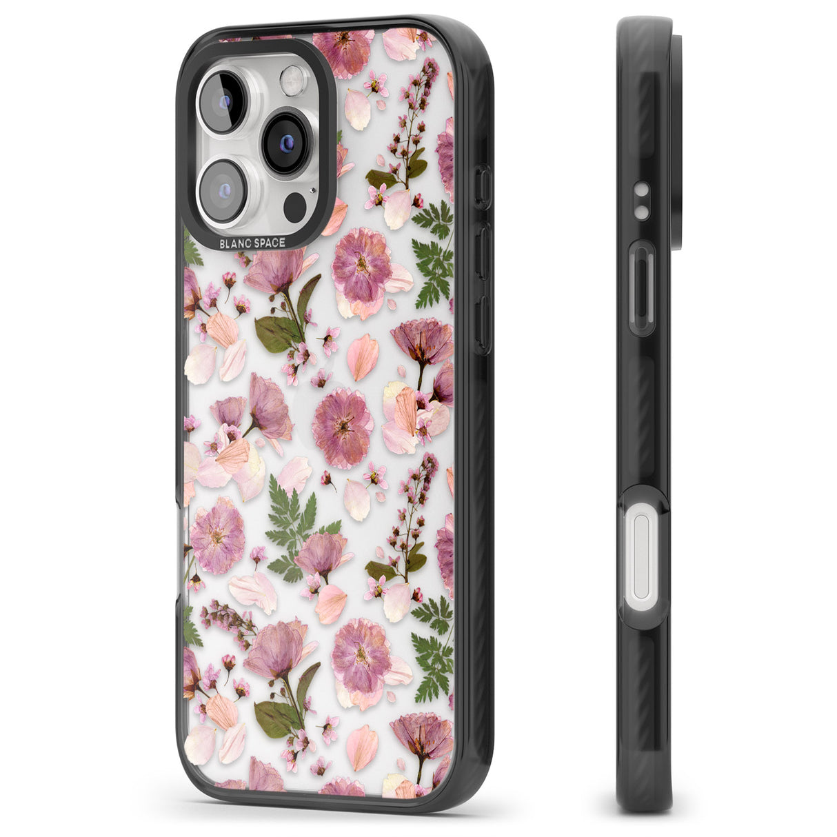 iPhone 16 Pro Max Floral Menagerie Transparent Design Black Impact Phone Case