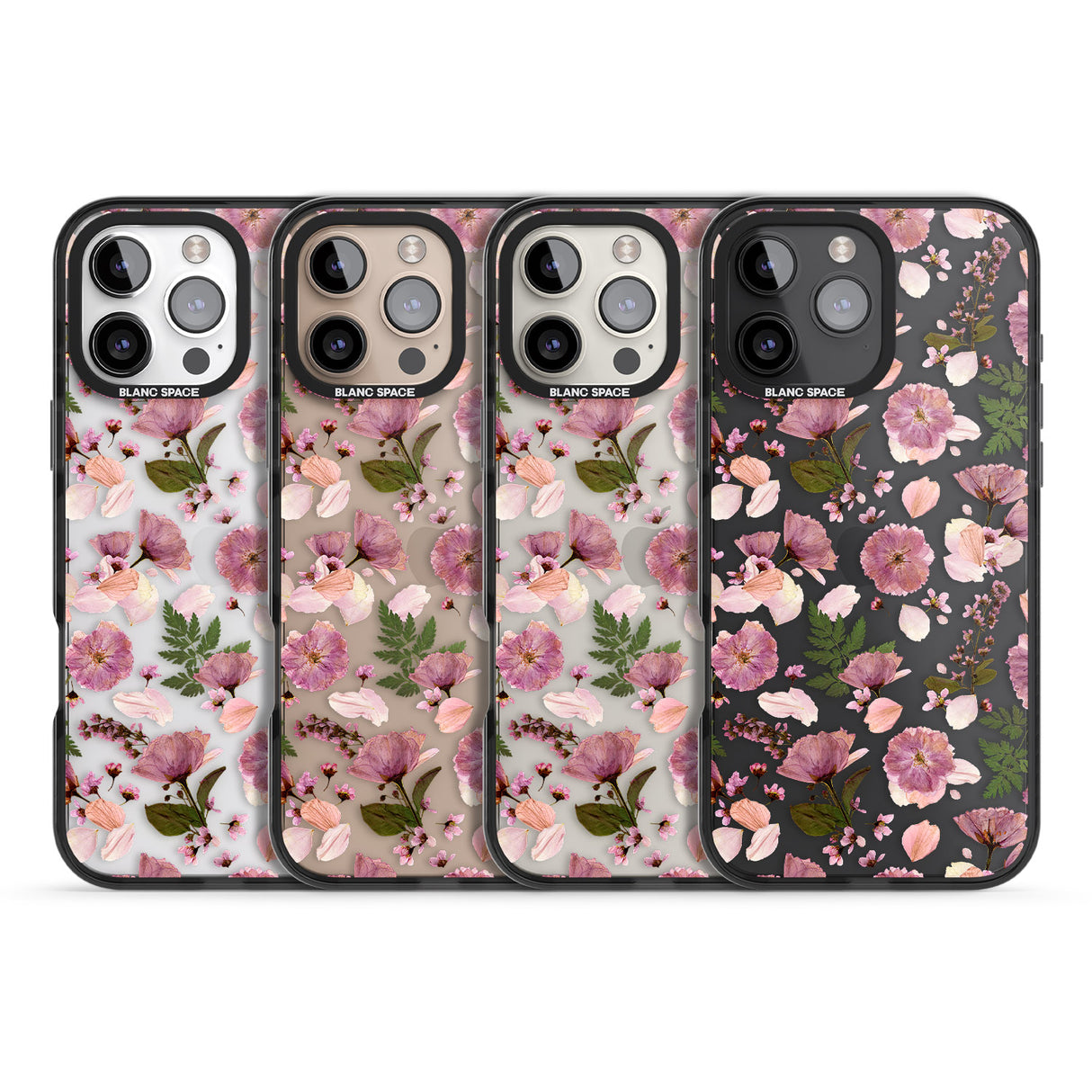 iPhone 16 Pro Max Floral Menagerie Transparent Design Black Impact Phone Case