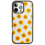 iPhone 16 Pro Max Sunflowers Transparent Pattern Black Impact Phone Case