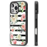 iPhone 16 Pro Max Bold Stripes & Flower Pattern Black Impact Phone Case