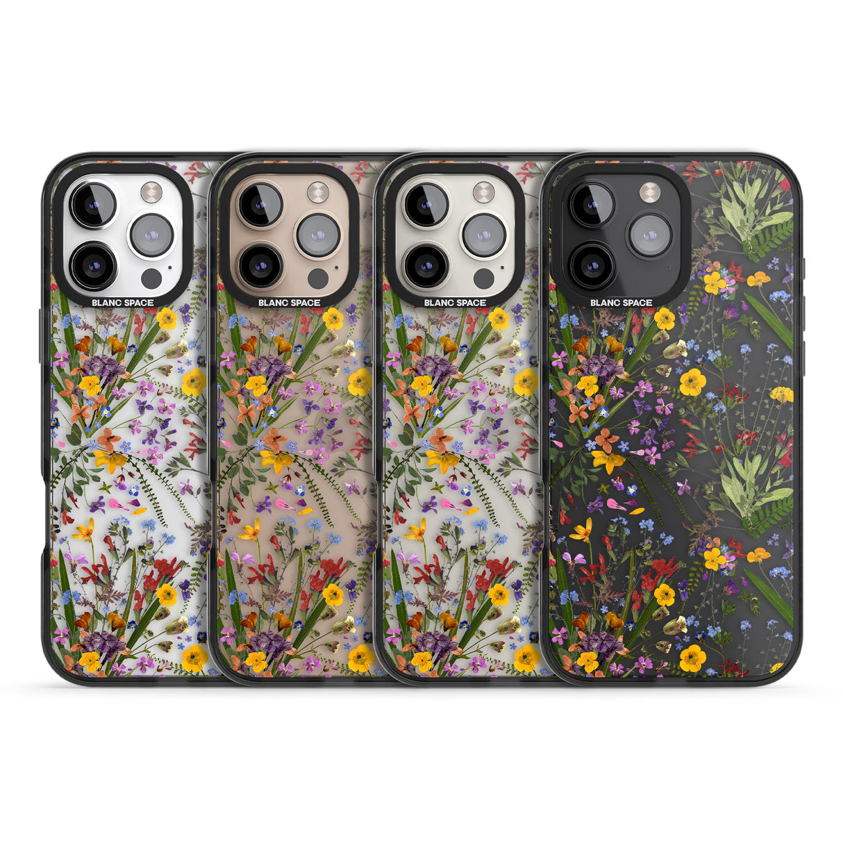 iPhone 16 Pro Max Wildflower & Leaves Black Impact Phone Case