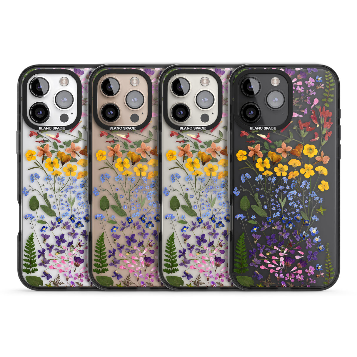 iPhone 16 Pro Max Wild Flower Stripe Design Black Impact Phone Case