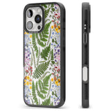 iPhone 16 Pro Max Busy Floral and Fern Design Black Impact Phone Case