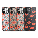 iPhone 16 Pro Max Red Poppy Transparent Floral Black Impact Phone Case