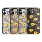 iPhone 16 Pro Max Yellow Blossoms Transparent Floral Black Impact Phone Case