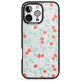 iPhone 16 Pro Max Red Berries Transparent Floral Black Impact Phone Case