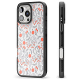 iPhone 16 Pro Max Red Fruits Transparent Floral Black Impact Phone Case