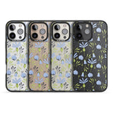 iPhone 16 Pro Max Blue Flora Transparent Floral Black Impact Phone Case