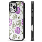 iPhone 16 Pro Max Purple Blossoms Transparent Floral Black Impact Phone Case