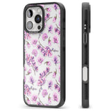 iPhone 16 Pro Max Purple Orchids Transparent Floral Black Impact Phone Case