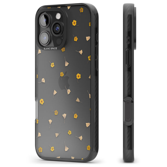 iPhone 16 Pro Max Small Flower Mix - Dried Flower-Inspired Design Black Impact Phone Case