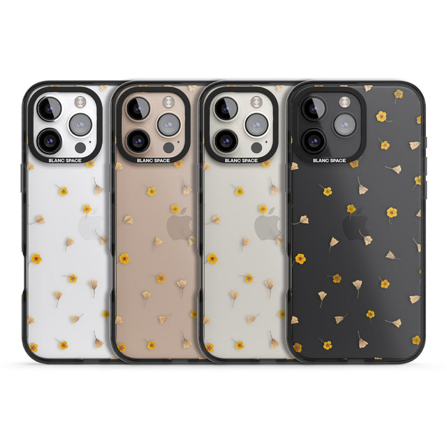 iPhone 16 Pro Max Small Flower Mix - Dried Flower-Inspired Design Black Impact Phone Case