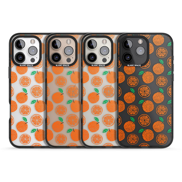 iPhone 16 Pro Max Orange Pattern Black Impact Phone Case