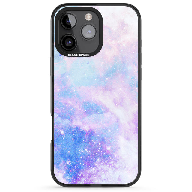 iPhone 16 Pro Max Light Blue Galaxy Pattern Design Black Impact Phone Case