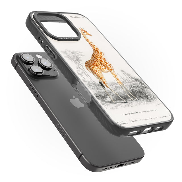 iPhone 16 Pro Max Vintage Girafe Art Black Impact Phone Case