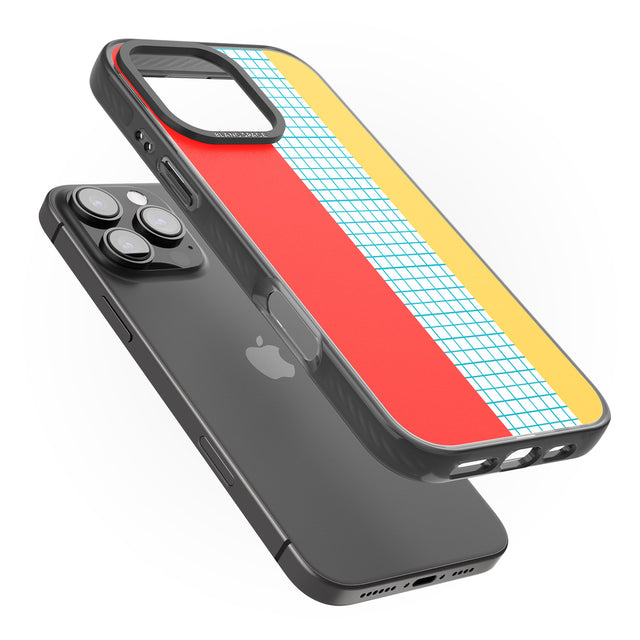 iPhone 16 Pro Max Abstract Grid Red, Blue, Yellow Black Impact Phone Case