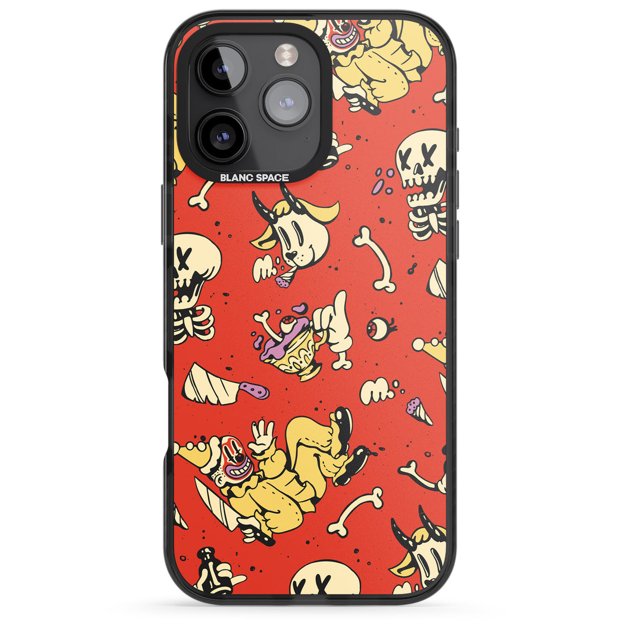 iPhone 16 Pro Max Red Retro Halloween Pattern Black Impact Phone Case