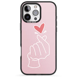 iPhone 16 Pro Max Pink Finger Heart Black Impact Phone Case