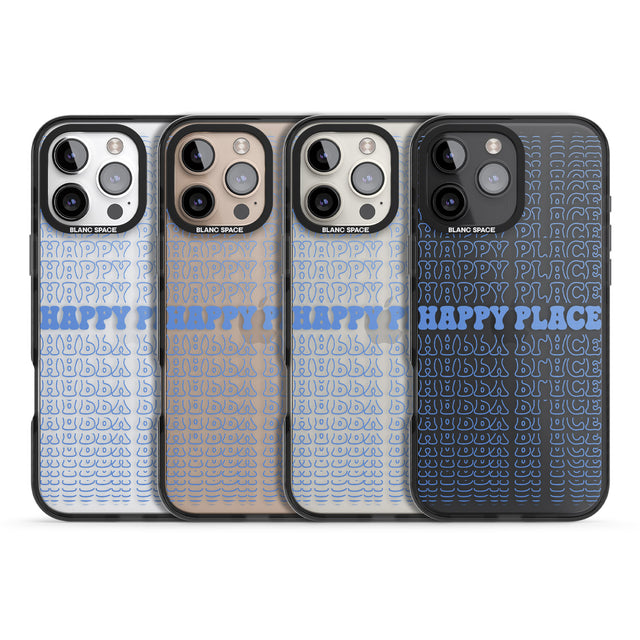 iPhone 16 Pro Max Happy Place (Blue) Black Impact Phone Case + Magsafe