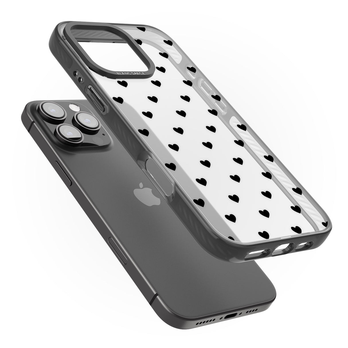 iPhone 16 Pro Max Small Heart Pattern: White & Black Impact Phone Case