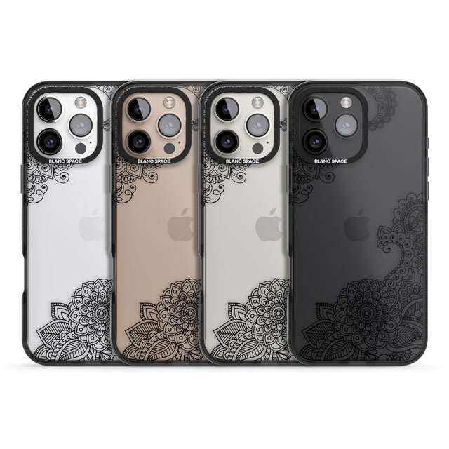 iPhone 16 Pro Max Black Henna Botanicals Black Impact Phone Case