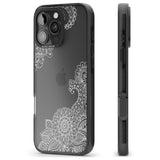 iPhone 16 Pro Max White Henna Botanicals Black Impact Phone Case