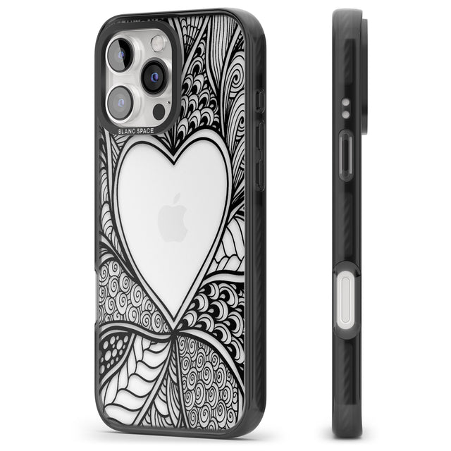 iPhone 16 Pro Max Black Henna Heart Black Impact Phone Case