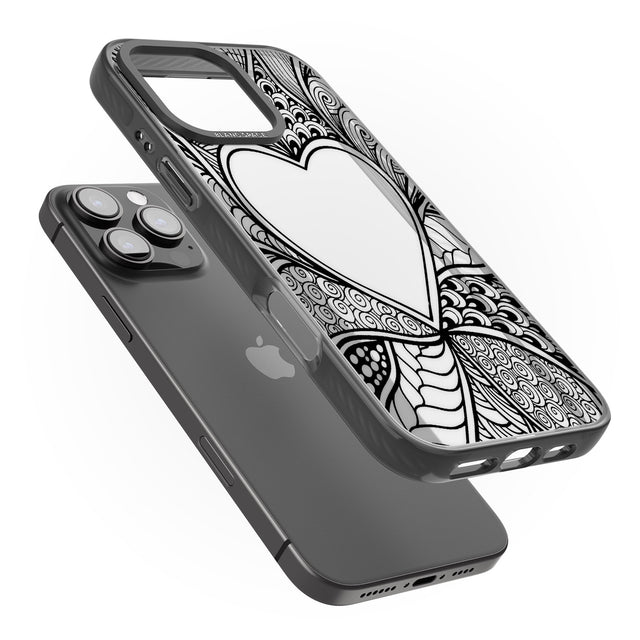 iPhone 16 Pro Max Black Henna Heart Black Impact Phone Case