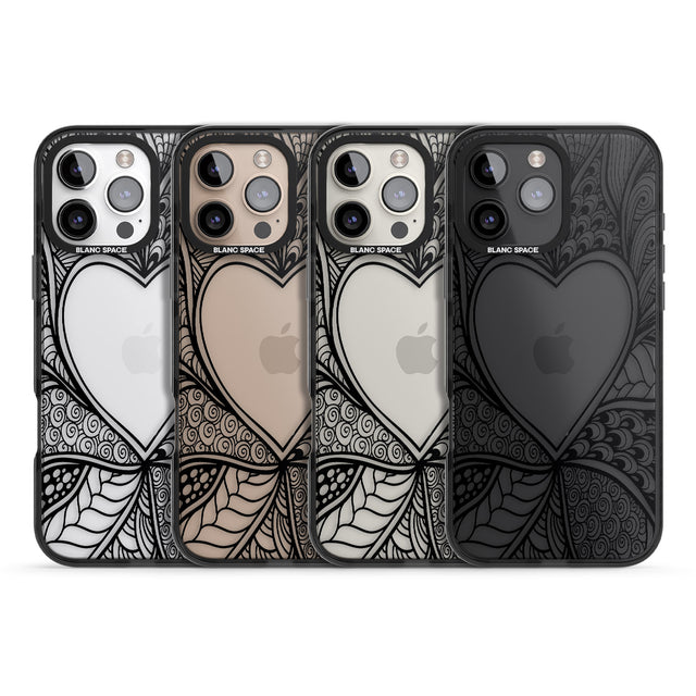 iPhone 16 Pro Max Black Henna Heart Black Impact Phone Case