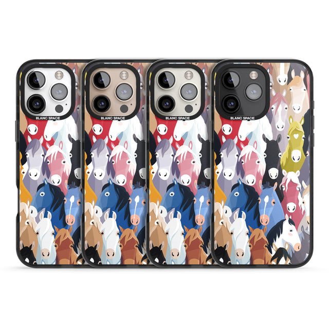 iPhone 16 Pro Max Colourful Horse Pattern Black Impact Phone Case