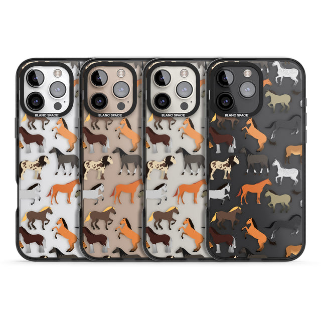 iPhone 16 Pro Max Horse Pattern Black Impact Phone Case