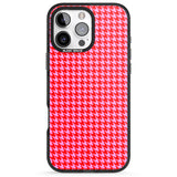 iPhone 16 Pro Max Neon Pink & Red Houndstooth Pattern Black Impact Phone Case