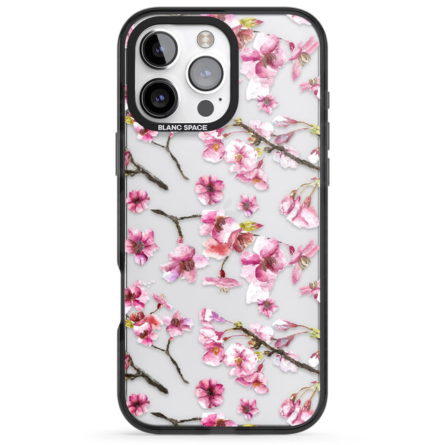 iPhone 16 Pro Max Sakura Watercolour Black Impact Phone Case