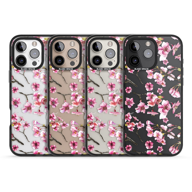 iPhone 16 Pro Max Sakura Watercolour Black Impact Phone Case