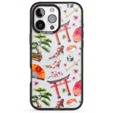 iPhone 16 Pro Max Mixed Japanese Watercolour Pattern Black Impact Phone Case