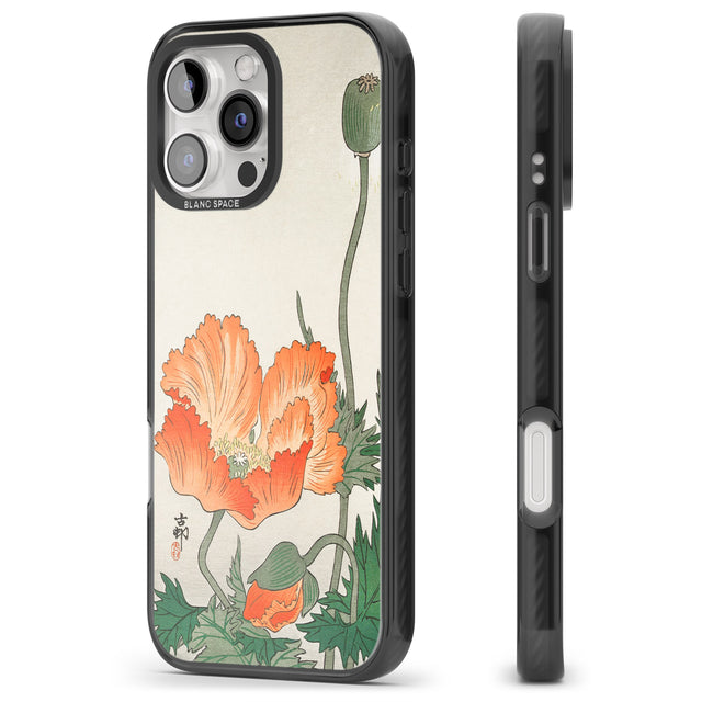 iPhone 16 Pro Max Birds and Plants by Ohara Koson Black Impact Phone Case + Magsafe