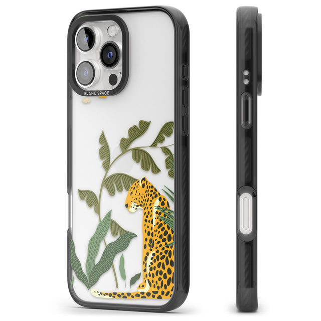 iPhone 16 Pro Max Large Jaguar Clear Jungle Cat Pattern Black Impact Phone Case