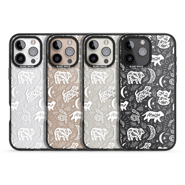 iPhone 16 Pro Max Forest Animal Silhouettes: White/Clear Black Impact Phone Case