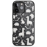 iPhone 16 Pro Max Adorable Mixed Animals Pattern (Clear) Black Impact Phone Case