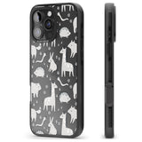 iPhone 16 Pro Max Adorable Mixed Animals Pattern (Clear) Black Impact Phone Case